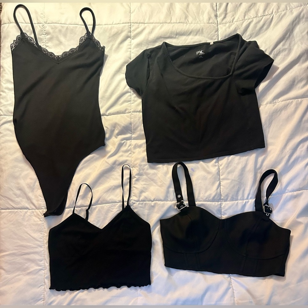 Bundle of 4 Women’s Black Tops –  AEO, PAC H&M Size Medium